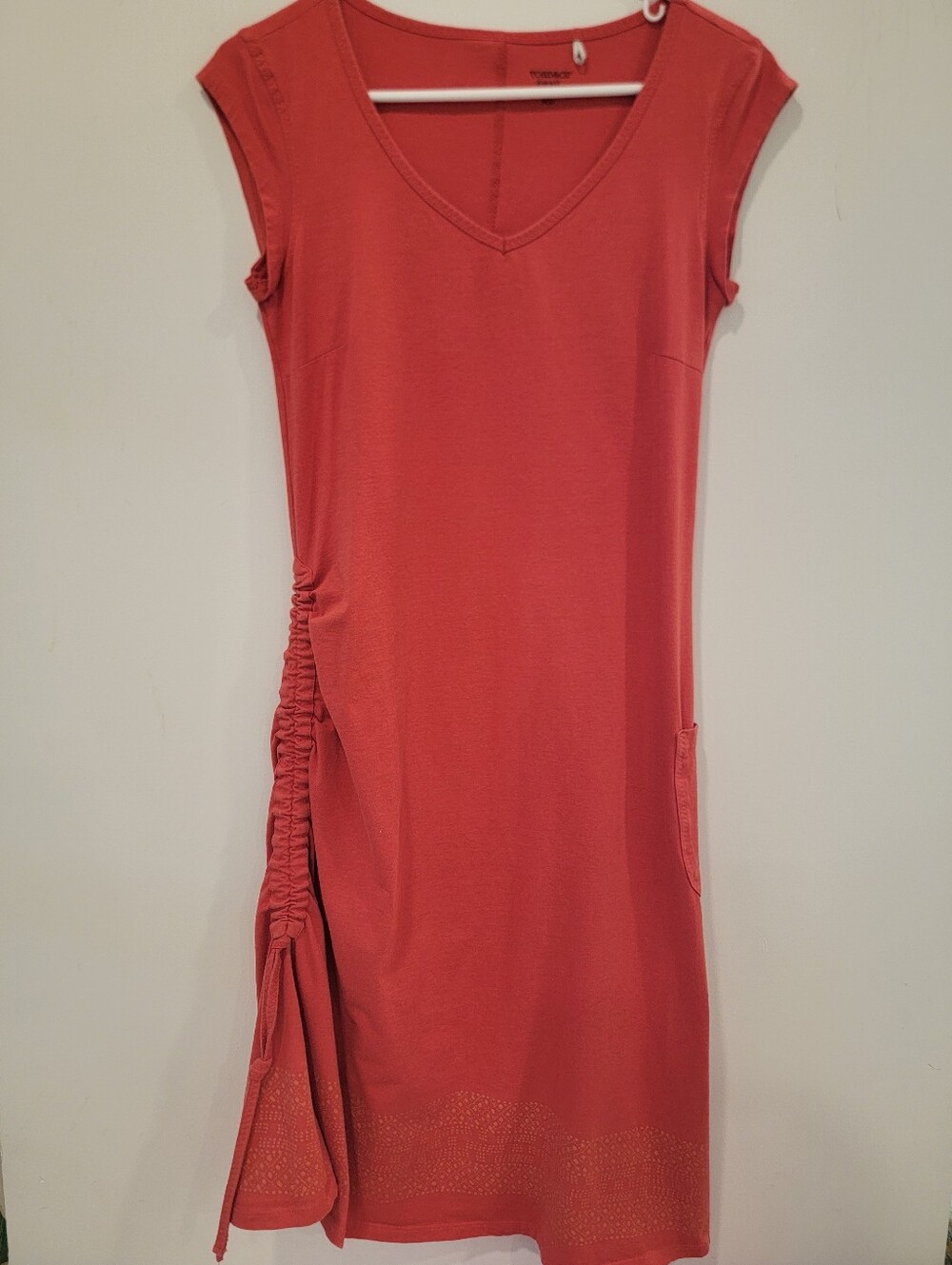 Toad&Co Coral Orange T-Shirt Midi Dress Small